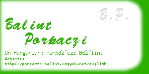 balint porpaczi business card